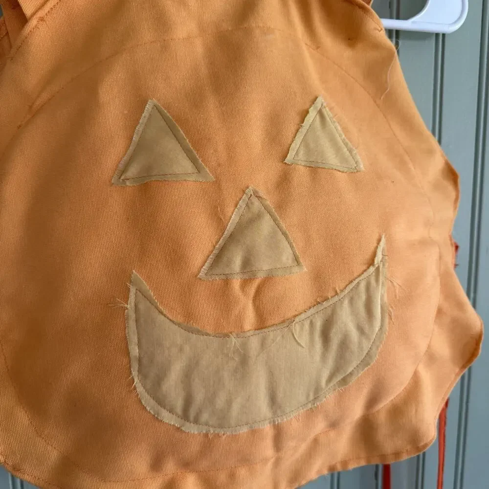 Vtg Handmade Halloween Pumpkin Padded Toddler Costume 2T Jack O Lantern Puffy